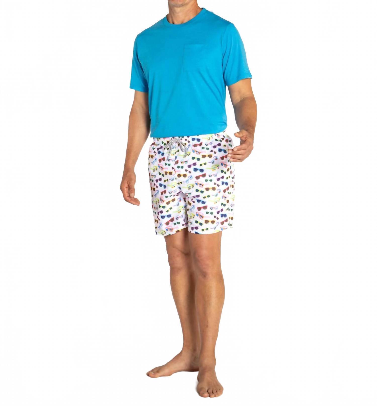 New Michaels Swimwear Mens Swim Trunks In Sunglasses White